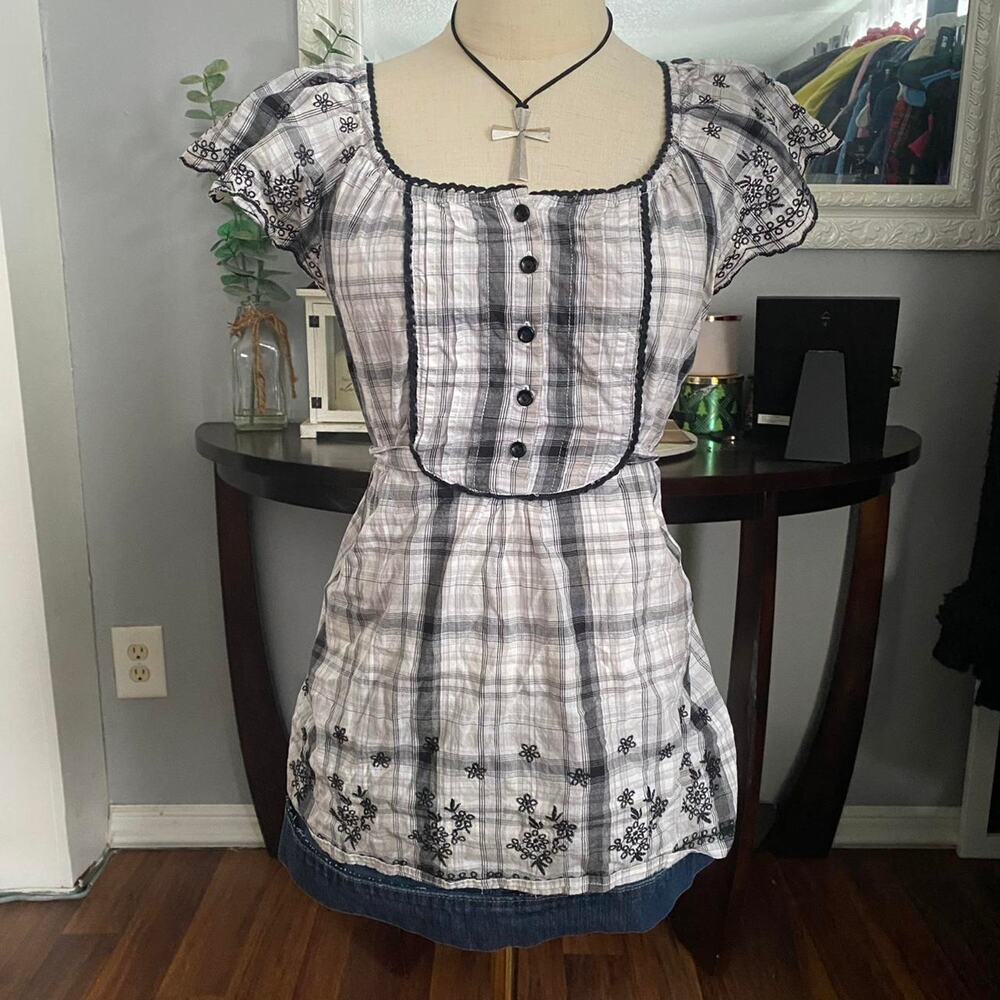 Plaid babydoll top size xl